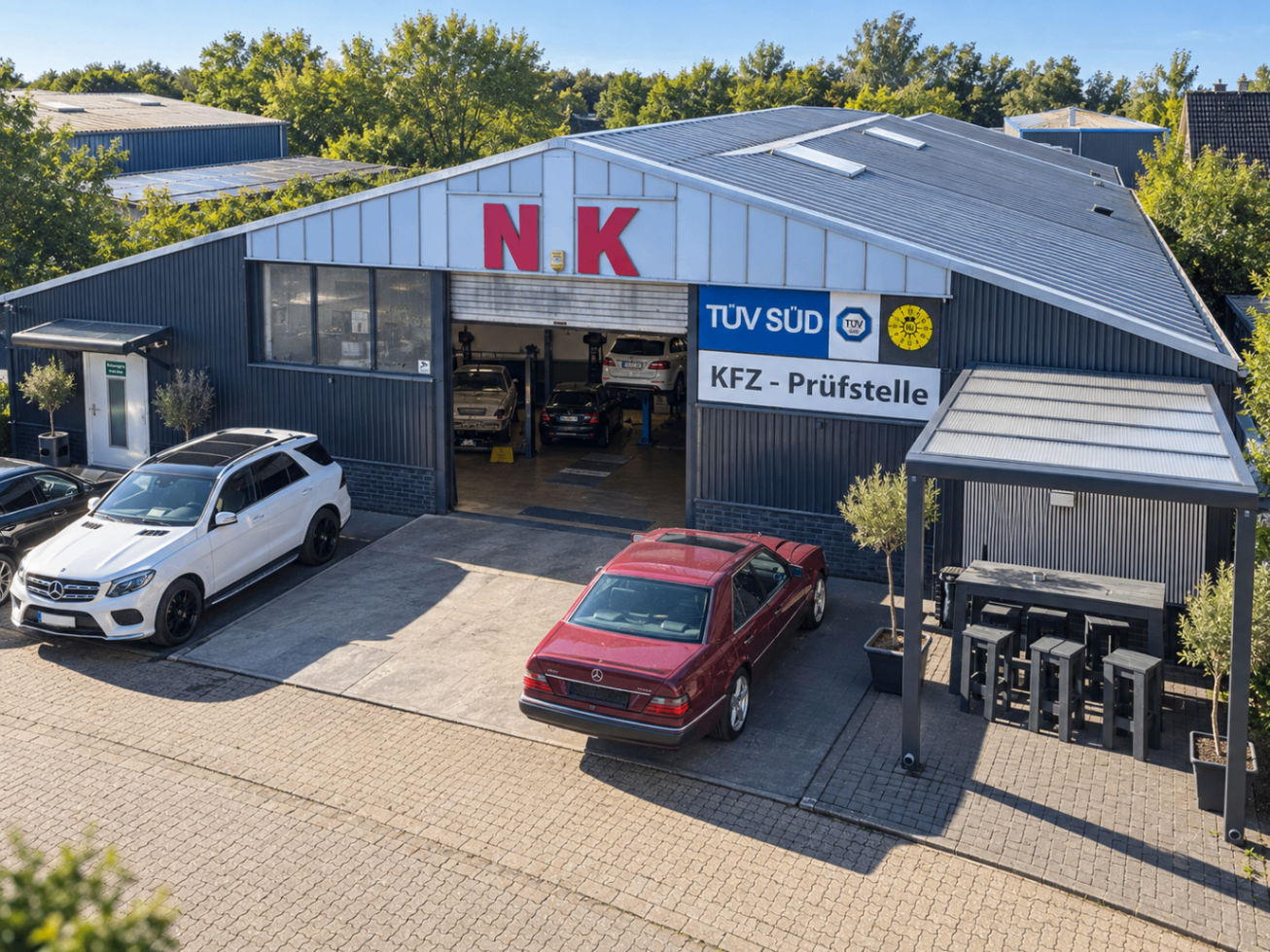 Luftaufnahme der NK Werkstatt an der Ringstraße in Grevenbroich